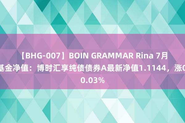 【BHG-007】BOIN GRAMMAR Rina 7月26日基金净值：博时汇享纯债债券A最新净值1.1144，涨0.03%
