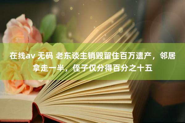 在线av 无码 老东谈主销毁留住百万遗产，邻居拿走一半，侄子仅分得百分之十五
